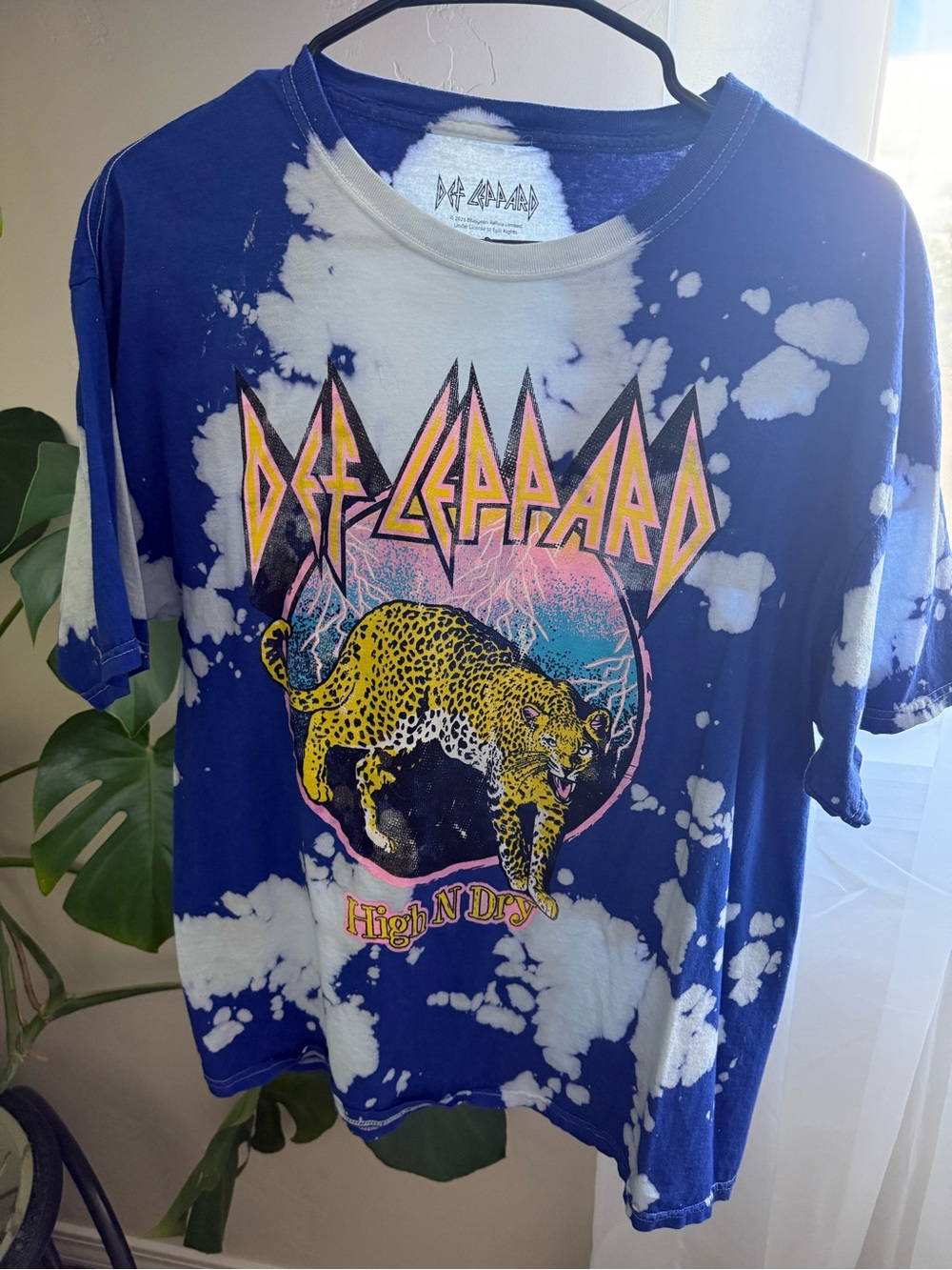 Def Leppard Women's Blue Tie-Dye Graphic Tee - Short Sleeve